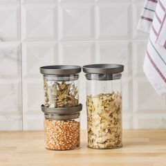 Arya 3'lü Küçük Saklama Kabı Gri