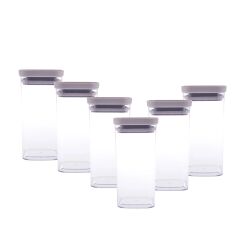 Arya 6'lı Saklama Kabı Kare Büyük Bej